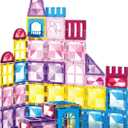 52 Pcs Magnetic Tiles for Kids Ages 4-8,Building Toys Magnetic Blocks for Kids Ages 4-8,Toddlers Educational Magnet Construction Set Magnets Tile,for 3 4 5 6 7 8 Kid Christmas Birthday Gifts