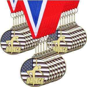 20 Pcs Gold Patriotic Award Medals Bulk 2'' Academic Star Performer Dance Great Job Medallion with Neck Ribbons Metal Trophy Award Prize Gift for Tournaments Competitions Party