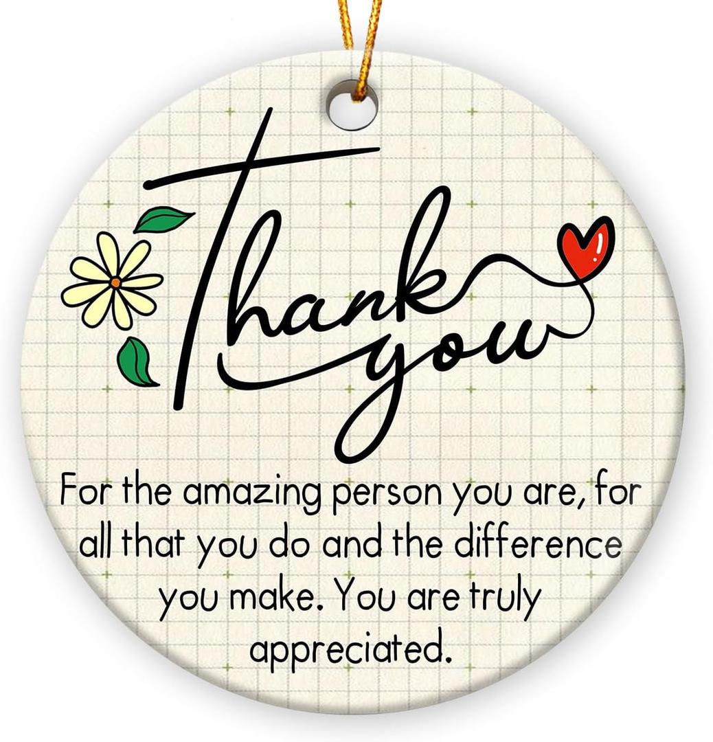 Thank You Gifts 2025, Inspirational Ornaments for Friends, Family, Coworkers, Boss, Appreciation Gifts for Women, Men, Ceramic Ornament for Christmas Tree Decorations