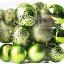 Senjie Apple Green Shatterproof Christmas Ornaments, 32 Pcs Multicolored Spherical Hanging Plastic Ornaments for Christmas Trees