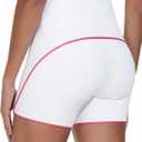 THE GYM PEOPLE Women's Workout Shorts High Rise Running Yoga Lounge Shorts | Soft stretchy, High rise wide waistband, Split sides, Sweat wicking, For running, training and daily wear (White, S)