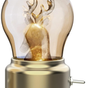 Christmas Decorations Lights, Reindeer Decoration & Christmas Tree Lampshade, Classic Metal Switch Battery Operated Lamp for Room Decor Christmas Decor, Mini Night Lights - Gold