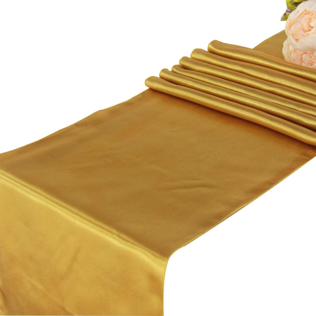 Gold Satin Table Runners - 5 pcs Wedding Banquet Party Event Decoration Table Runners (Gold, 5) Gold Satin Table Runners - 5 pcs Wedding Banquet Party Event Decoration Table Runners (Gold, 5)