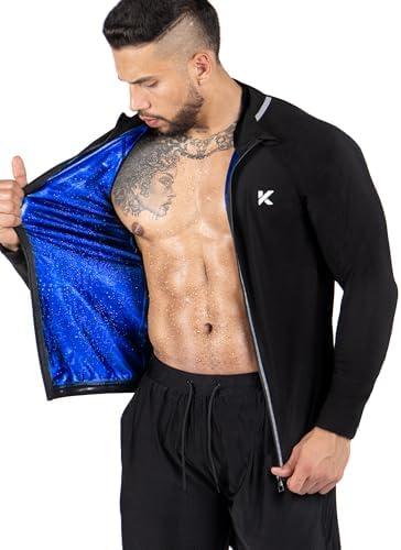 Kewlioo Pro Men's Heat Trapping Sauna Suit For Men, Sauna Long Sleeve Sauna Shirt for Gym, Workouts, Larg