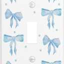 Blue Bow Single Toggle Light Switch Plates And Outlet Covers Decorative Electrical Wall Plate Receptacle Switchplate Decorate Plug Cover For Bathroom Bedroom Kitchen 4.5 * 2.76 Inch