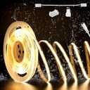 PAUTIX COB LED Strip Light IP65 Waterproof 32.8ft/10m 5040LEDs Warm White 2700K,High Lumen Flexible CRI93+ LED Tape 24V Super Bright,for Home&Office Lighting Project(Adapter&Dimmer Sold Separately)