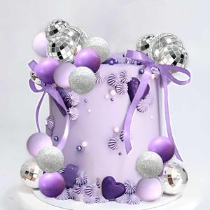 37Pcs Purple Disco Ball Cake Topper Purple Cool Girl Birthday Party Decorations Bows Butterfly Cake Decorations Singer Disco Bachelorette Party Supplies