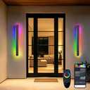 2 Pack Outdoor RGB Long Wall Lights,31.3inch Wall Lights RGB/Warm/White Dimmable Modern Led Wall Lighting, Ip65 Waterproof Wall Sconce with Remote APP Control for Outdoor/Indoor Party Gathering, 31inch WIfi