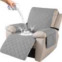 100% Waterproof Recliner Chair Covers, Recliner Cover Stay in Place, Chair Covers for Recliners, Recliner Covers Washable with Pocket, Elastic Straps for Pets, Dogs and Kids (Light Gray, 30")