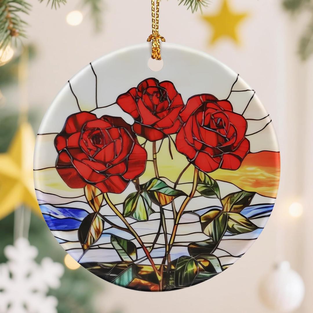 Birth Flower Christmas Tree Decorations, Christmas Ornaments, Keepsake Ornaments, Holiday Decor, Holiday or Xmas Gift, Birthday Gift, Gifts for Flower Lovers - Gifts for People Born in June