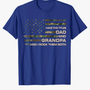 I Have Two Titles Dad And Grandpa Fathers Day American Flag T-Shirt 2XL