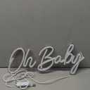 Kavaas Neon Sign - Oh Baby Light Up Sign for Backdrop, Baby Shower, Gender Reveal, Birthday Party Decorations (16.4" x 6.9", Warm White)