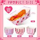 Honeydak 100 Pieces Mother's Day Heart Pattern Paper Food Trays Disposable Nacho Container Paper Boats Serving Trays for Hot Dog Popcorn Taco Snack Candy Food Container Party Supplies