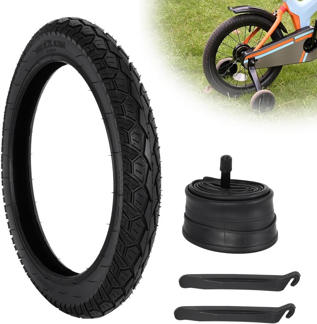 JIAYAN 2 Pack 16 x 2.125 Kids Bike Tire and 16 x 1.75/2.125 Inner Tube,16'' Bicycle Tire Compatible with RoyalBaby, Joystar, Dynacraft Children's Bicycle Tires