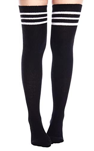 Moon Wood Women Thigh High Socks Long Over the Knee High Socks Striped Above the Knee Leg Warmers, One Size