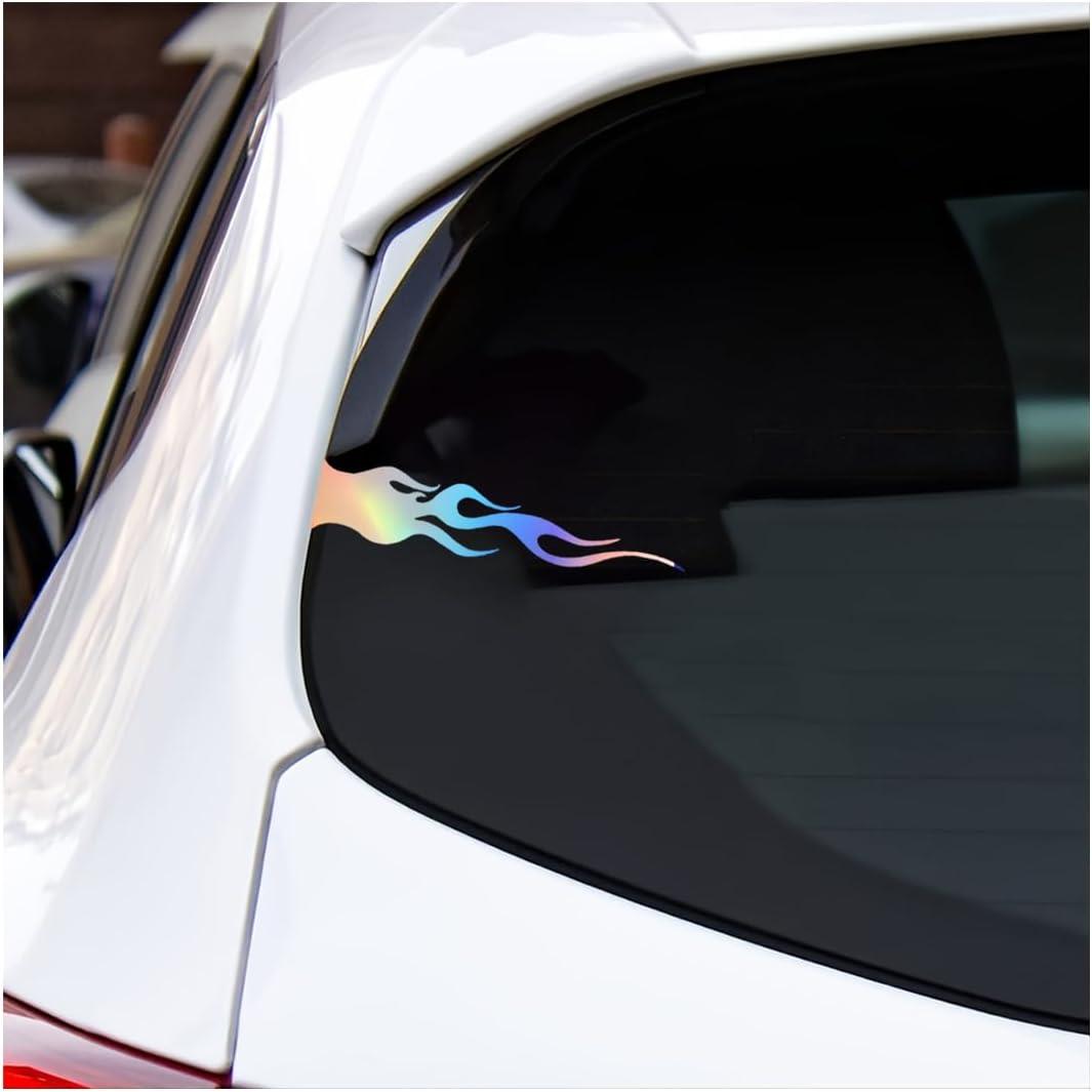 Car Flame Reflective Sticker, 4PCS Racing Sports Flame Side Rearview Mirror Stripe Decal, Self-Adhesive Motorcycle Exterior Helmet Sticker Decoration,Universal for Vehicles (Gradient)