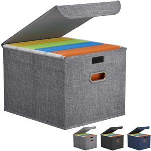 Lifewit File Organizer Box for A4-sized Hanging File Folders, Portable Storage File Boxes with Plastic Slide, File Boxes Document Storage for School, Home, Office, Folders Storage Light Gray