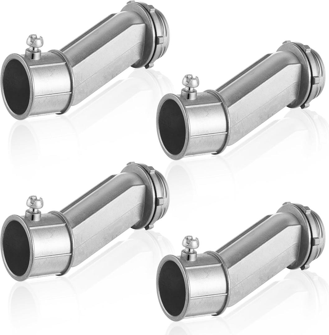Relaxweex 4 Pack Emt to Box Offset Connector with Set Screw and Lock-nut Conduit Fittings for Electrical Fittings Galvanized Steel Emt Conduit Screw Connector(3/4inch)