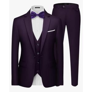 MAGE MALE Men's 3 Pieces Suit Elegant Solid One Button Slim Fit Single Breasted Party Blazer Vest Pants Set