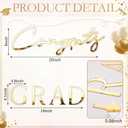 Novabright Congrats Grade Sign for Backdrop Gold Acrylic Mirror Decal Letter Sticker Graduation Decor for Grad Party, Class of 2026 Grad Party Graduation Event Planner Vinyl Decal