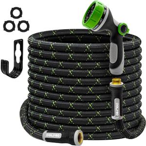 Garden Hose 50FT, Flexible Lightweight Non-Expandable Water Hose with 10 Function Nozzle,No-Kink, Leak-Proof, Burst-Resistant, High-Pressure for Yard, Outdoor