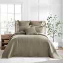 Levtex Home Mills Waffle King Bedspread Set (122x106in) with 2 Pillow Shams (36x20in) - Taupe - Cotton Waffle King Size Bedspread Set - Soft, Pre-Washed