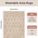 GENIMO 8x10 Vintage Floral Area Rug, Soft Microfiber Washable Rug with Non-Slip Backing, Pink Carpet for Living Room, Bedroom and Dining Room
