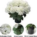 20” Artificial Hydrangea Plants Outdoor in Pots, UV Resistant Faux Hydrangea Bushes for Front Porch, Realistic White Fake Flowers for Patio Garden Entryway Indoor Home Decor, Set of 2 (2)
