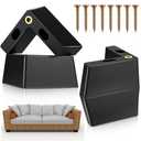 Leinuosen 4 Pcs 1.97 Inch Height Patio Furniture Riser l Shaped Outdoor Waterproof Plastic Sofa Legs Replacement Couch Feet with Screws for Outdoor Yard Sofa Couch Table Chairs Feet Support