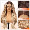 KOME Dirty Blonde Synthetic Lace Front Wig,13x4 HD Lace Layered Wave Glueless Wigs for Women Daily Use 26IN