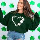St Patricks Day Sweatshirt Women St Patricks Day Shirt Funny Shamrock Sweater Irish Lucky Long Sleeve Pullover Tops (Green, XL)