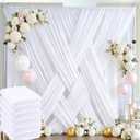30ft x 10ft White Backdrop Curtain Panels for Parties, Thick Wrinkle Resistant 6 Panels Polyester Wedding Backdrop Drapes for Birthday Backdrop Photography Home Decorations