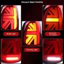 LED Union Jack Tail Lights for Mini Coop-er Countryman R60 2010-2016, Red Taillight Rear Lamps Assembly w/Sequential Turn Signal, Red Lens