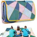 Picnic Blanket, Foldable Waterproof Sand Mat, Extra Large Picnic Blanket Outdoor Picnic Mat Beach Blanket for Park Grass Camping Hiking Travel Family Concerts (6'7" x 4'11" (Rectangular), Euclidean Geometry)