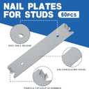 60 Pcs 6 x 1.5 Inch Accessories Nail Plate for Wood Studs, Metal Cable Protector Plates with Pointed Prongs Safety Furniture Hardware for Protecting Plumbing and Wiring