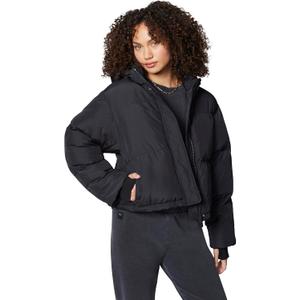 Florence by Mills Womens Short Hooded Puffer Coat (X-Large, Black)