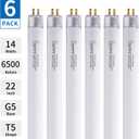 22 Inch F14T5/DL Fluorescent Light Bulb, 6500K Daylight, T5 14 Watts Fluorescent Replacement Bulb for Counter and Cabinet Fixture, G5 Base - 6 Pack