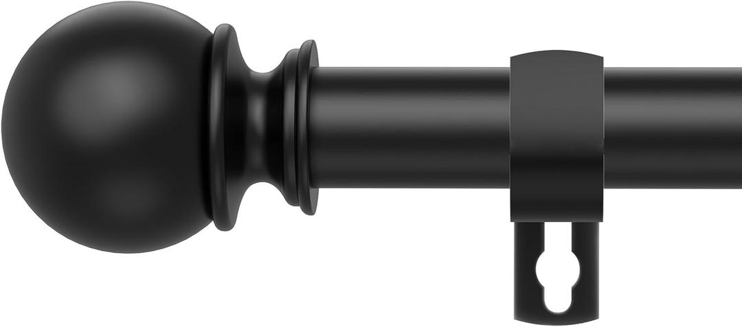 Black Curtain Rods for Windows 28 to 48 Inch,5/8 Inch Diameter Stainless Steel Adjustable Heavy Duty Curtain Rod with Brackets, Easy Installation for Indoor and Outdoor, Black 