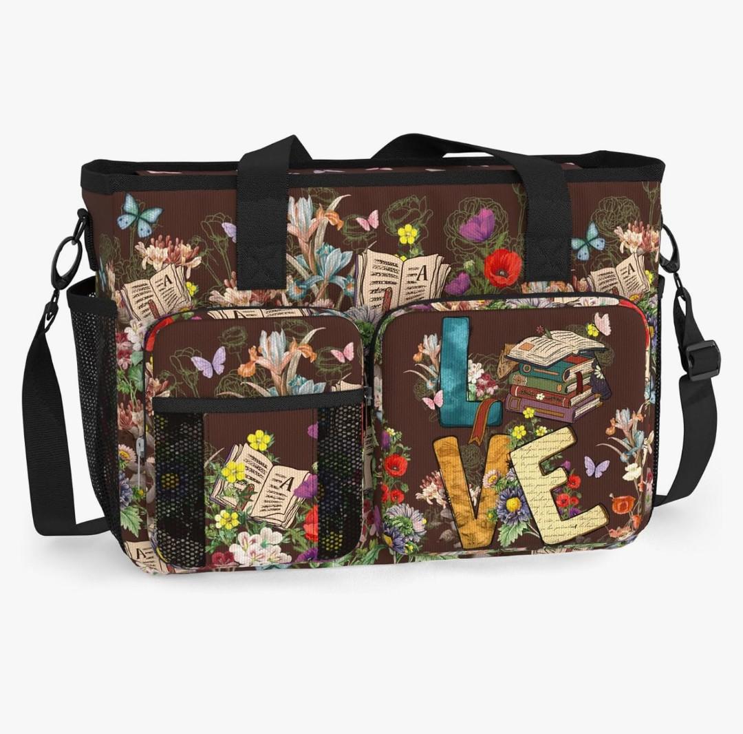 84hoods Waterproof Work Bag with Large Compartments and Multiple Pockets. Librarian Gift for Book Lover.