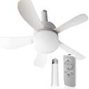 Wunder Cool Socket Fan Light, Small Ceiling Fans with Lights & Remote, E26 Base Screw in Ceiling Fan in Light Socket Fan Light Bulb with 5 Light Modes & 3 Fan Speed Levels