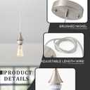 Vintage Brushed Nickel Pendant Light Kit,E26 Lamp Socket DIY Pendant Light Cord,Adjustable Hanging Light Fixtures for Kitchen,3Pack