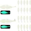 Eupheng 20PCS Soft Plastic Swimbait, Ribbed Plastic Baits with Tickle/Paddle Tail, Fishing Worms Bionic Soft Leech Fishing Minnow Bait for Bass, Pike, Trout, Walleye