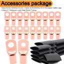 40FT 0 Gauge Wire Copper Clad Aluminum,1/0 Battery Cable,20pcs Lugs Terminal Connectors with 3:1Heat Shrink Tube for Amp,Inverter,Winch,Reducer,Starter,Solar Power,DC Wiring