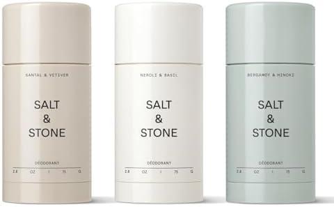 SALT & STONE Aluminum Free Deodorant | Extra Strength 48 Hour Protection for Women & Men | Made with Seaweed Extracts, Shea Butter & Prebiotics (Trio Set)