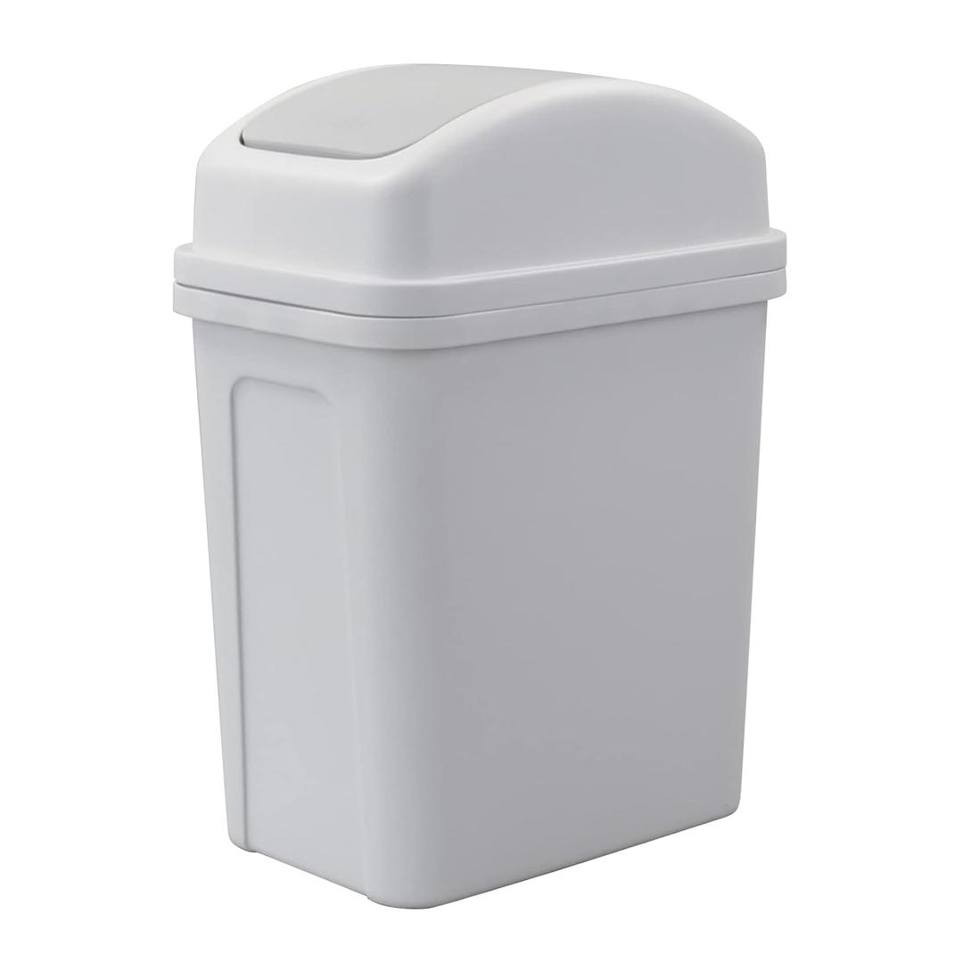 7 L Small Garbage Can with Swing Lid, 1.8 Gallon Indoor Trash Bin with Lid (Grey)