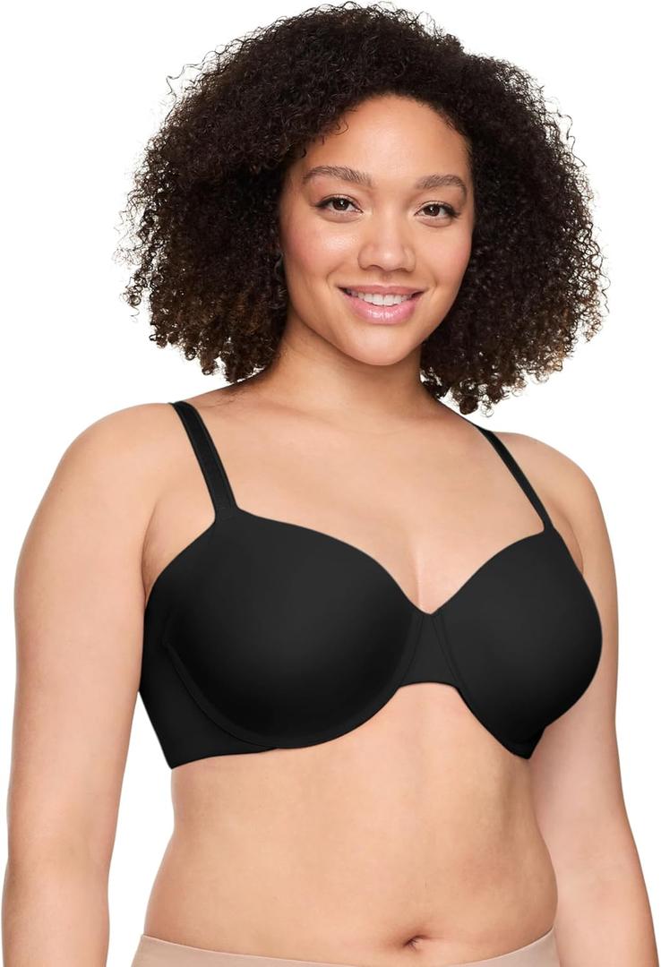 Warner's Women's No Side Effects Seamless Underarm-Smoothing Comfort Underwire Lightly Lined T-Shirt Bra Ra3061a (36DD, Black)