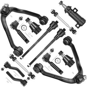 4WD Front Upper Control Arms w/Ball Joints Tie Rods Suspension Kit for 1999-2006 Chevy Avalanche Suburban Silverado 1500 Tahoe, GMC Sierra 1500 Yukon, 2000-2006 Cadillac Escalade (13pc Set)