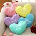 5 Pcs Valentine Heart Shape Pillow Conversation Heart Pillow Candy Cute Love Words Shaped Pillow Soft Throw Pillow Plush Cushion for Girls Friends Children Gift Living Dining Room