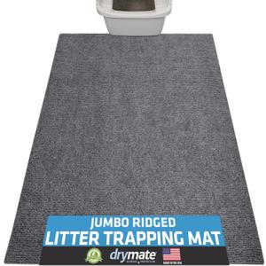 Drymate Cat Litter Box Mat, Litter Trapping Mat, Waterproof, Urine-Proof, Absorbent, Machine Washable, Soft on Paws, Contains Mess, Protects Floors, Kitten Supplies, Grey, 36x47 Jumbo XXL