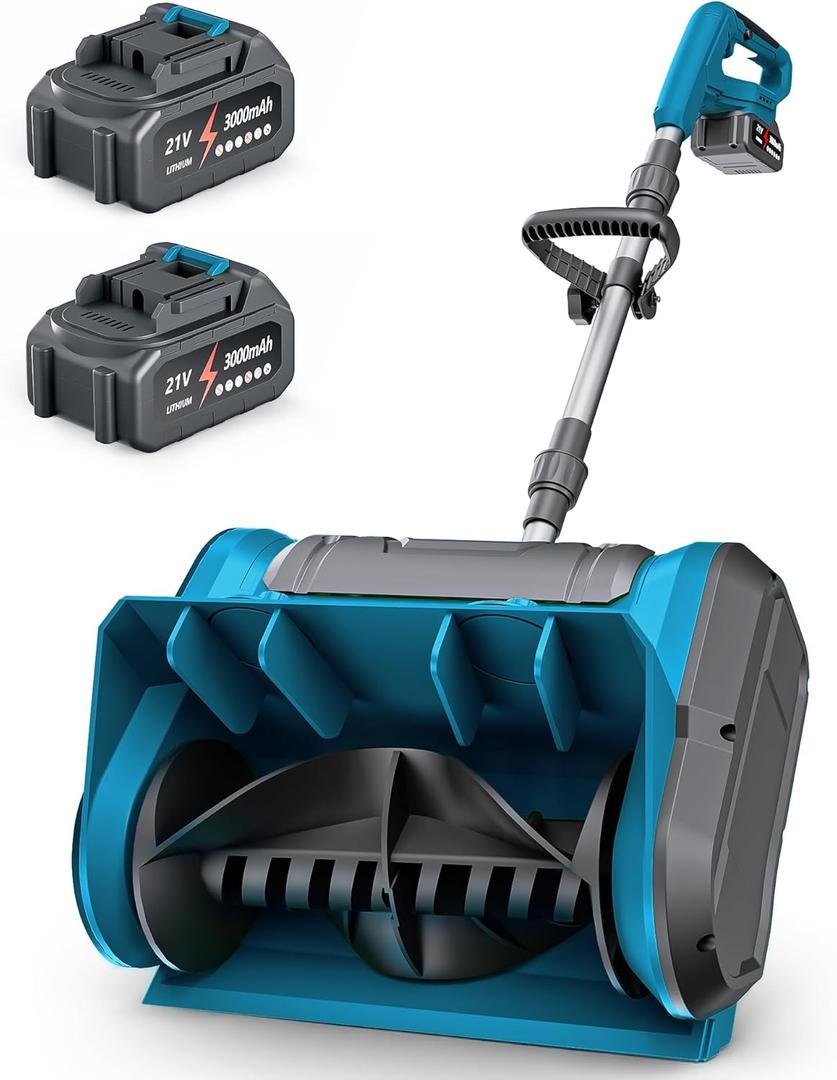 DEGGE Electric Cordless Snow Shovel, 2X 3.0Ah/ 21V/ 12-Inch Battery Snow Blower with Directional Plate & Adjustable Front Handle, Snow Removal for Driveway Sidewalk, Steps, Patio (Charger Included)